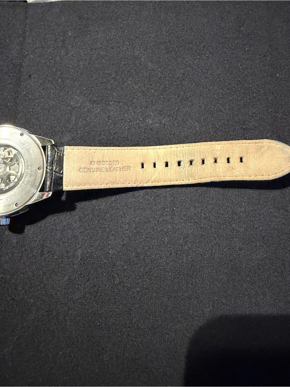 Emporio Armani AR4629 Automatic Skeleton Men’s Watch Black Leather Runs Great